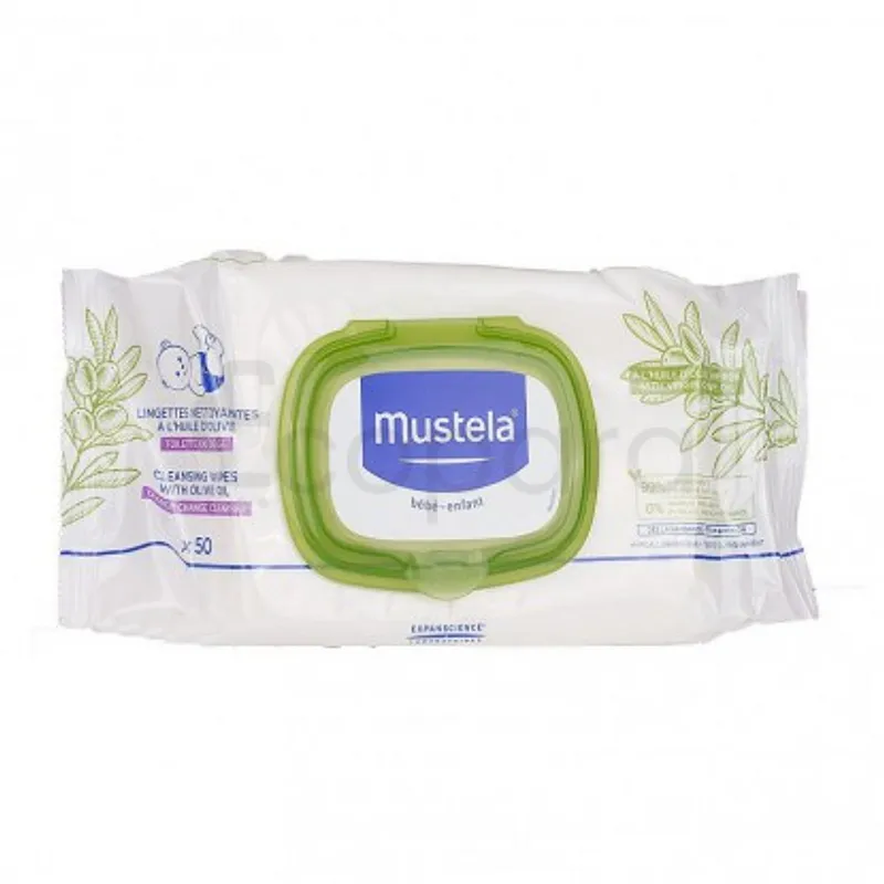 MUSTELA LINGETTES NETTOYANTES A L'HUILE D'OLIVE BOITE DE 50