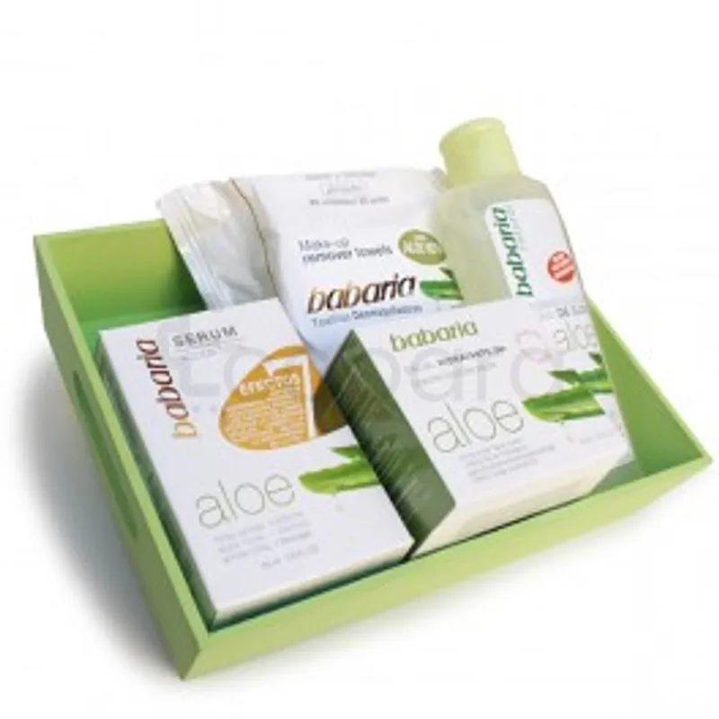 BABARIA COFFRET ALOE VERA SERUM + CREME VISAGE + DEMAQUILLANT YEUX + LINGETTES DEMAQUILLANTES