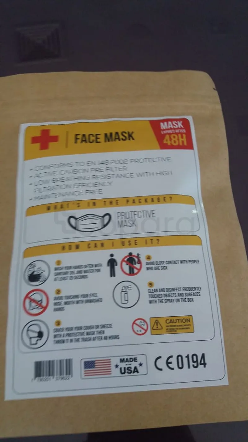 FACE MASK PROTECTIVE MASK 48H BOITE DE 1