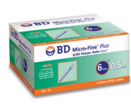 BD MICROFINE PLUS SERINGUE A INSULINE 0.5ML AIGUILLE 31G 6MM BOITE DE 10*10 REFERENCE 324904