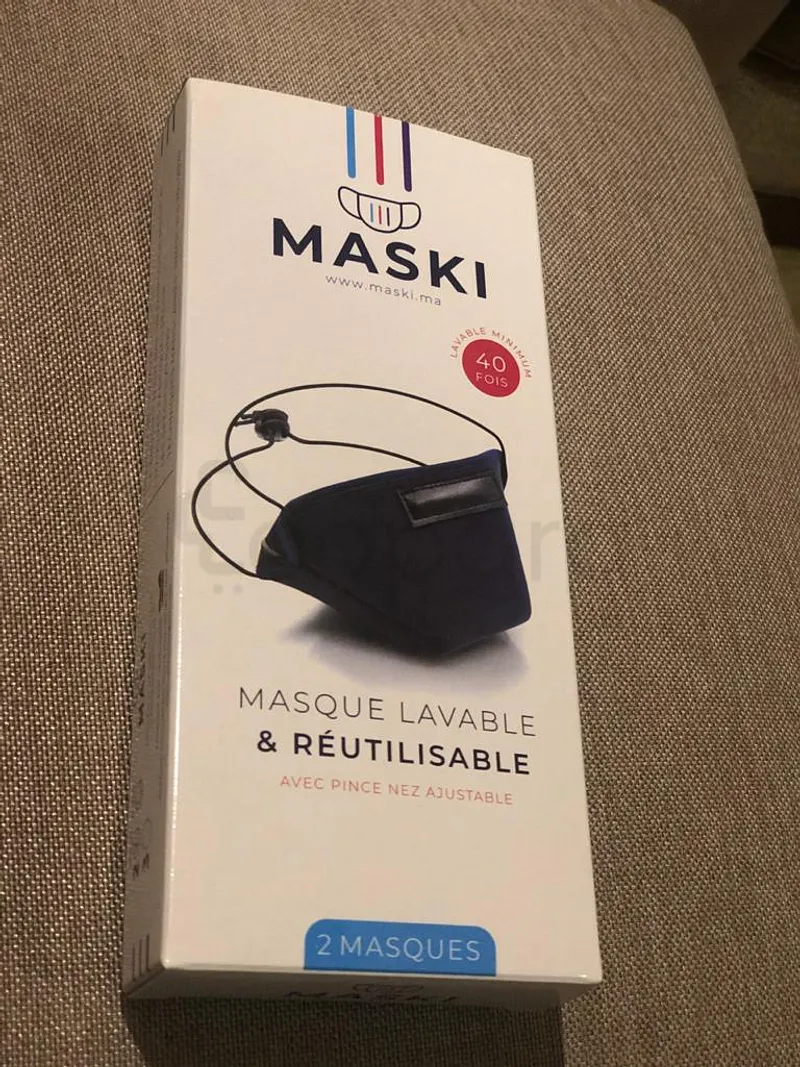 MASKI MASQUE LAVABLE 40 FOIS GRIS FONCE BOITE DE 2