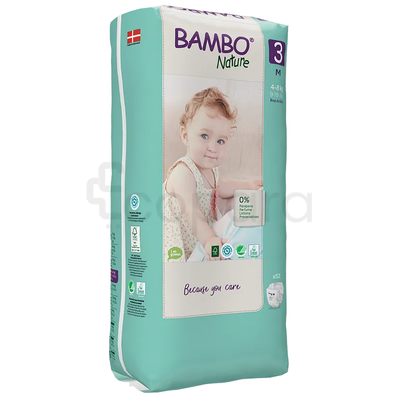 BAMBO NATURE COUCHES BEBE 4-8KG TAILLE 3 BOITE DE 52