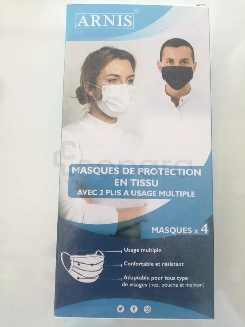 ARNIS MASQUES DE PROTECTION EN TISSU BOITE DE 4