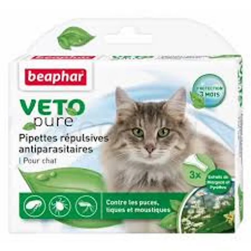 BEAPHAR VETO PURE PIPETTES REPULSIVES POUR CHAT 11ML BOITE DE 3