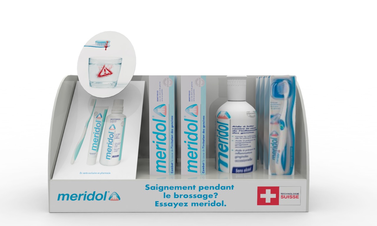 MERIDOL PRÉSENTOIR 1 BAIN DE BOUCHE 400ML + 4 BROSSES A DENTS SOFT MEDIUM + 4 DENTIFRICES