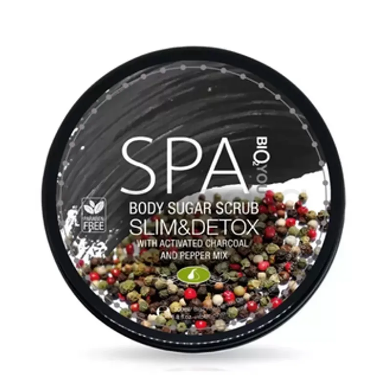 BIO2YOU SPA BODY SUGAR SCRUB GOMMAGE POUR LE CORPS DETOX ET MINCEUR AU CHARBON NOIR 200ML