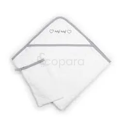 NAF NAF SORTIE DE BAIN GRIS COEUR HOODED TOWEL