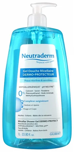 NEUTRADERM GEL DOUCHE MICELLAIRE DERMO-PROTECTEUR PEAUX REACTIVES ET SENSIBLES VISAGE ET CORPS 500ML