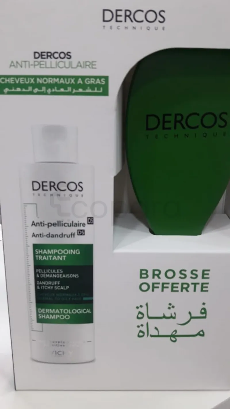VICHY DERCOS SHAMPOOING ANTI-PELLICULAIRE DS CHEVEUX NORMAUX A GRAS 400ML + BROSSE OFFERTE