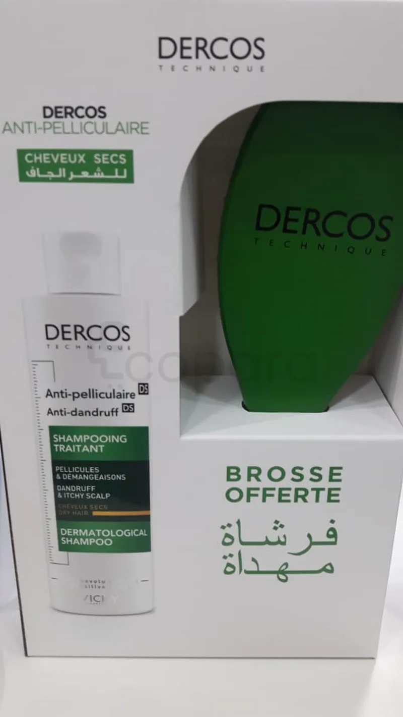 VICHY DERCOS SHAMPOOING ANTI-PELLICULAIRE DS CHEVEUX SECS 400ML + BROSSE OFFERTE