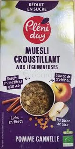 PLENIDAY MUESLI CROUSTILLANT AUX LEGUMES POMME CANNELLE 350G