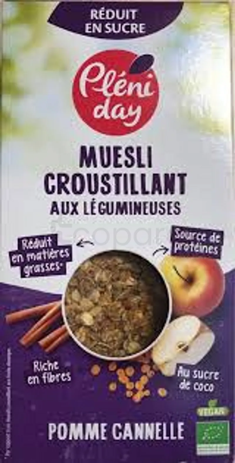 PLENIDAY MUESLI CROUSTILLANT AUX LEGUMES POMME CANNELLE 350G
