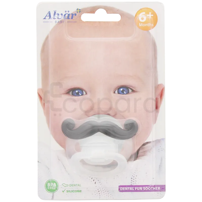 ALVAR BABY DENTAL FUN SOOTHER SUCETTE MOUSTACHE +6MOIS