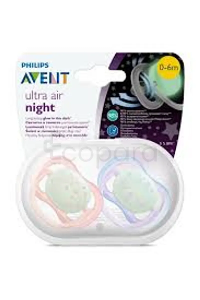 AVENT SUCETTES ULTRA AIR NIGHT TIME GIRL 0-6MOIS BOITE DE 2 REFERENCE SCF376/12