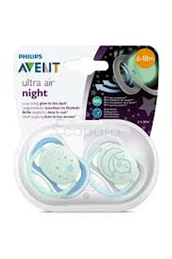 AVENT SUCETTES ULTRA AIR NIGHT BOY 6-18MOIS BOITE DE 2 REFERENCE SCF376/21