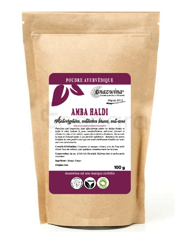 ANAZWINA POUDRE AYURVEDIQUE D'AMBA HALDI SOIN ANTI-TACHE NATUREL 100G
