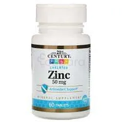 21ST CENTURY CHELATED ZINC 50MG BOITE DE 60 COMPRIMES