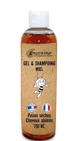 ANAZWINA GEL ET SHAMPOOING MIEL HYDRATANT PEAUX SECHES CHEVEUX ABIMES 250ML