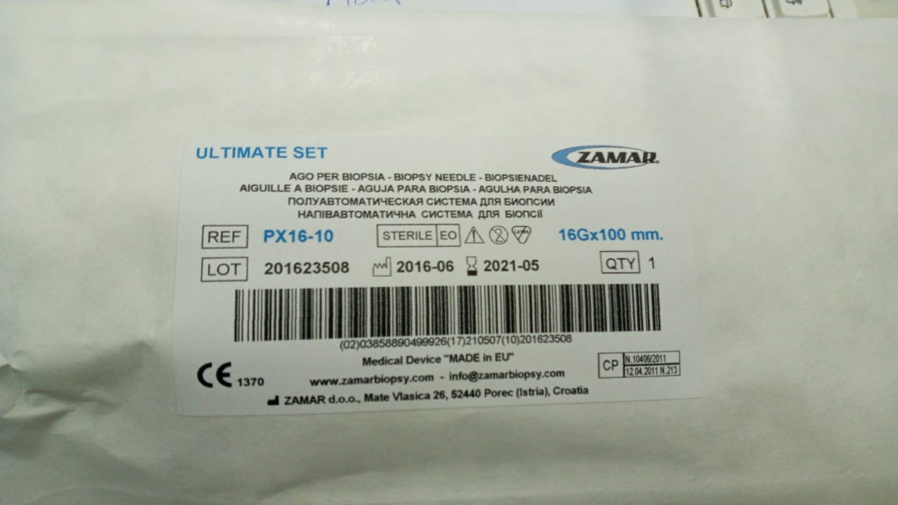 ZAMAR ULTIMATE SET PISTOLET POUR BIOPSI SEMI AUTOMATIQUE 16G*10MM REFERENCE PX16-10