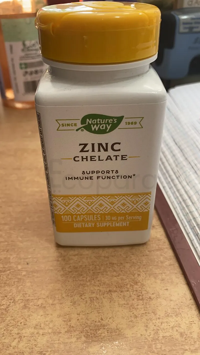 NATURE'S WAY ZINC CHELATE BOITE DE 100 CAPSULES