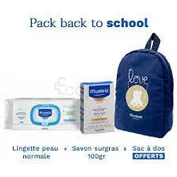 MUSTELA PACK BACK TO SCHOOL 2020 LINGETTE PEAU NORMALE BOITE DE 70 + SAVON SURGRAS 100G + SAC A DOS OFFERT