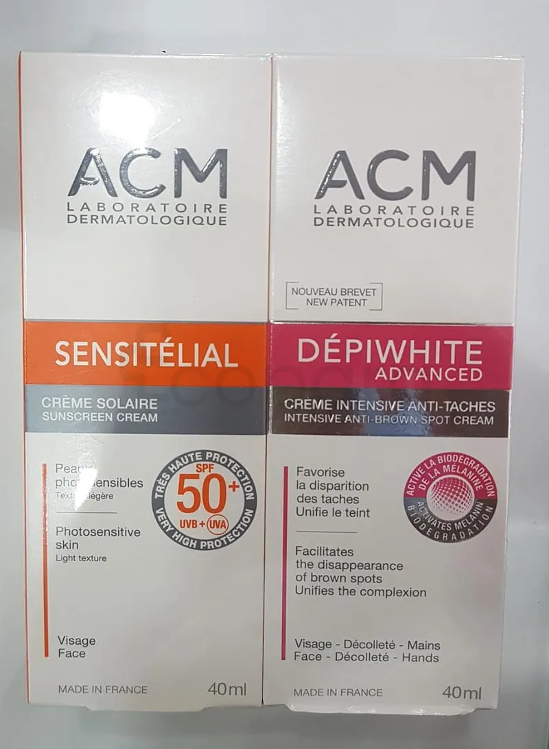 ACM DEPIWHITE PACK CREME DEPIWHITE ADVANCED 40ML + ACM SENSITELIAL ECRAN SPF50+ INVISIBLE 40ML