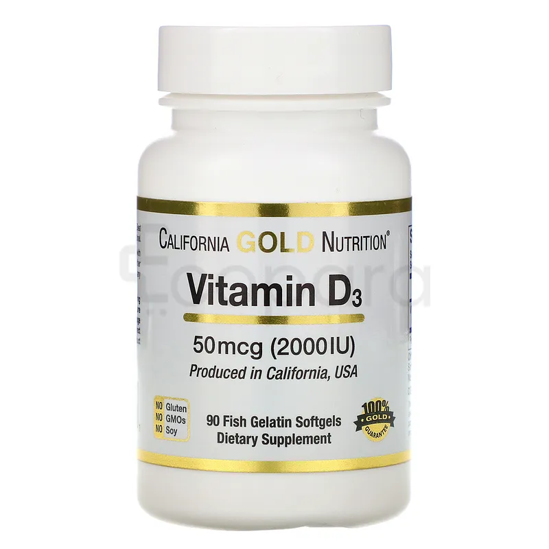CALIFORNIA GOLD NUTRITION VITAMIN D3 2000IU BOITE DE 90 GELULES