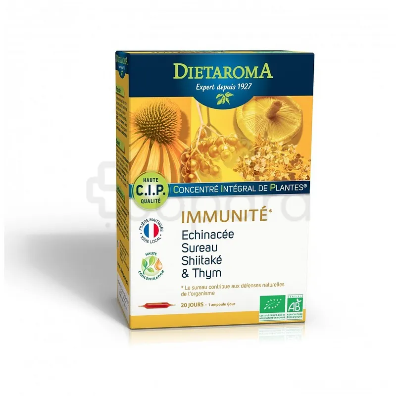 DIETAROMA IMMUNITE BIO ECHINACEE THYM 10ML BOITE DE 20 AMPOULES