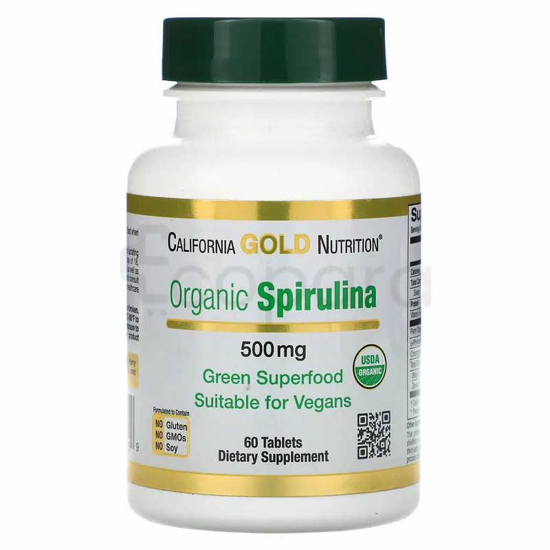 CALIFORNIA GOLD NUTRITION ORGANIC SPIRULINA 500MG BOITE DE 60 COMPRIMES