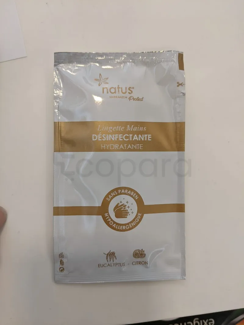 NATUS LINGETTE MAINS DESINFECTANTE HYDRATANTE HYDROALCOOLIQUE