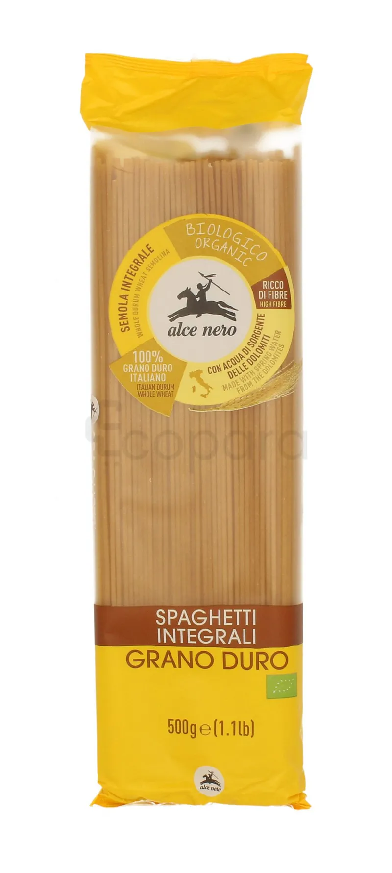ALCE NERO SPAGHETTI INTEGRALI GRANO DURO 500G
