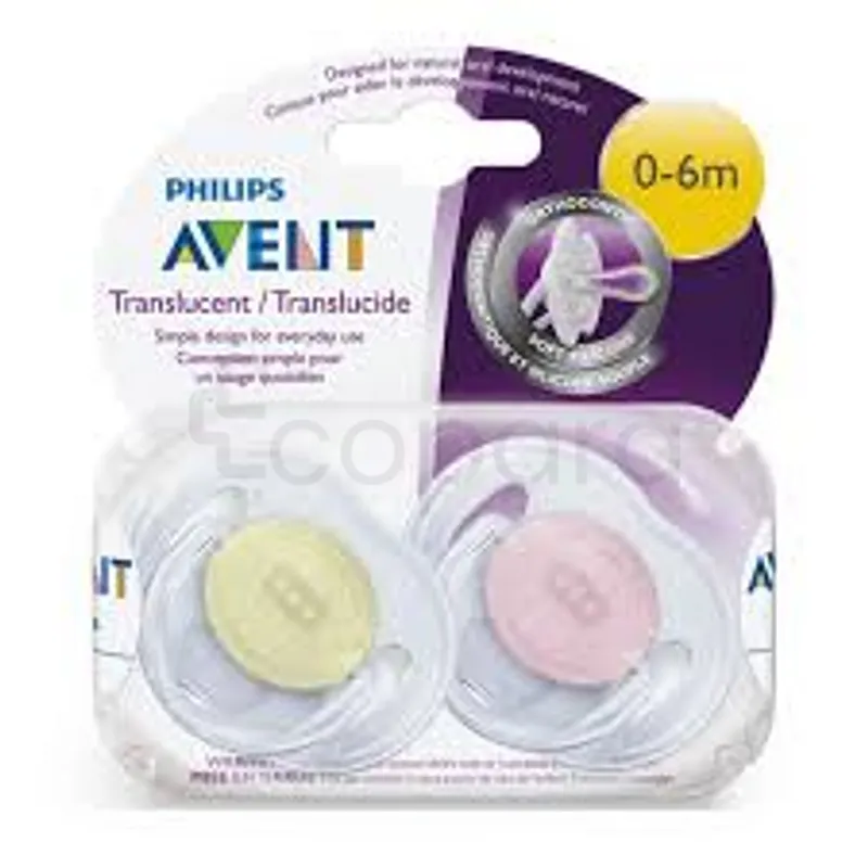 AVENT SUCETTES TRANSPARENTES 0-6MOIS BOITE DE 2 REF 170/18