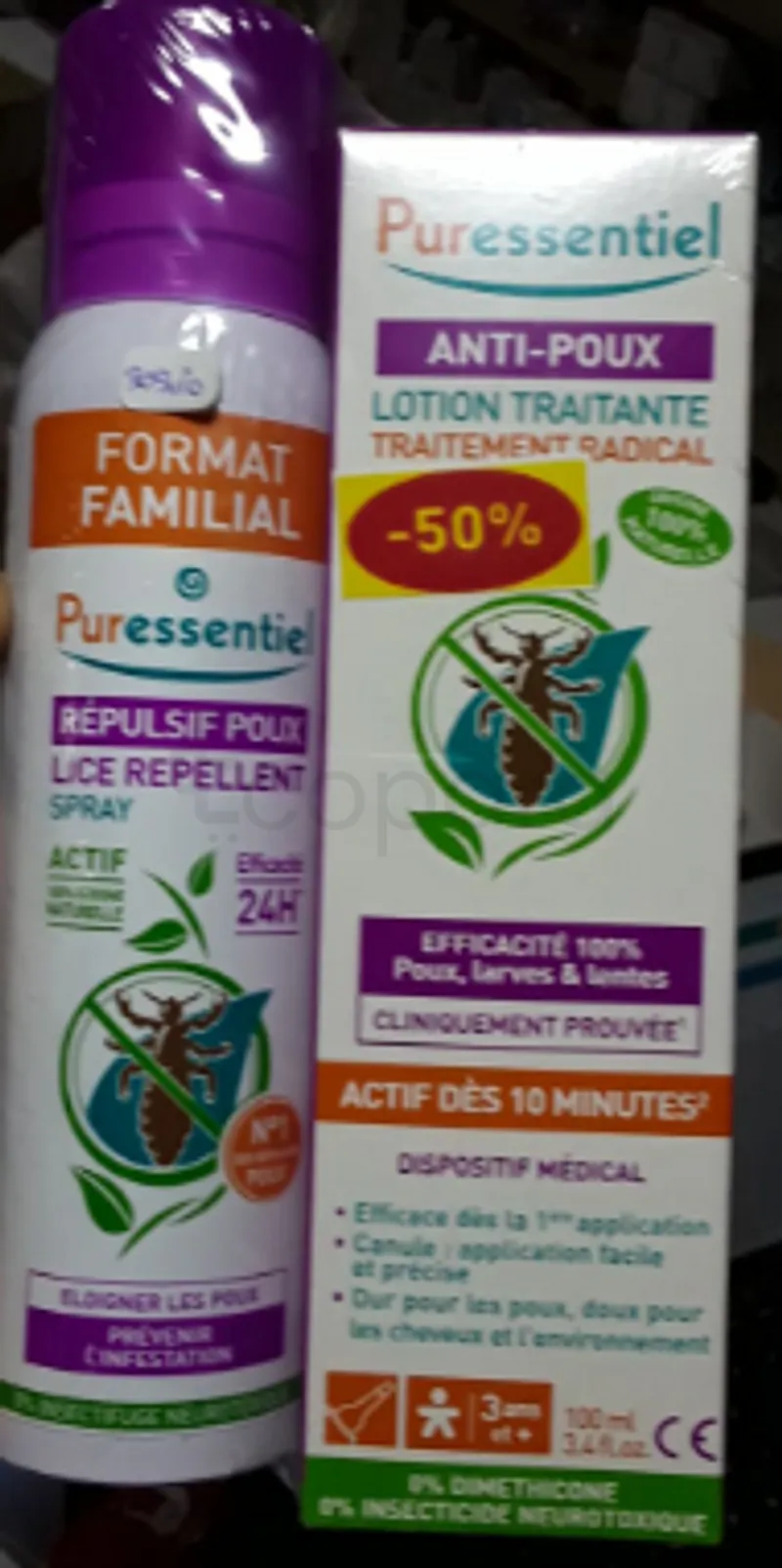 PURESSENTIEL PACK ANTI-POUX LOTION TRAITANTE 100ML + REPULSIF POUX SPRAY FORMAT FAMILIAL