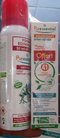 PURESSENTIEL ANTI-PIQUE SPRAY REPULSIF APAISANT 200ML + ASSAINISSANT SPRAY AERIEN 75ML OFFERT