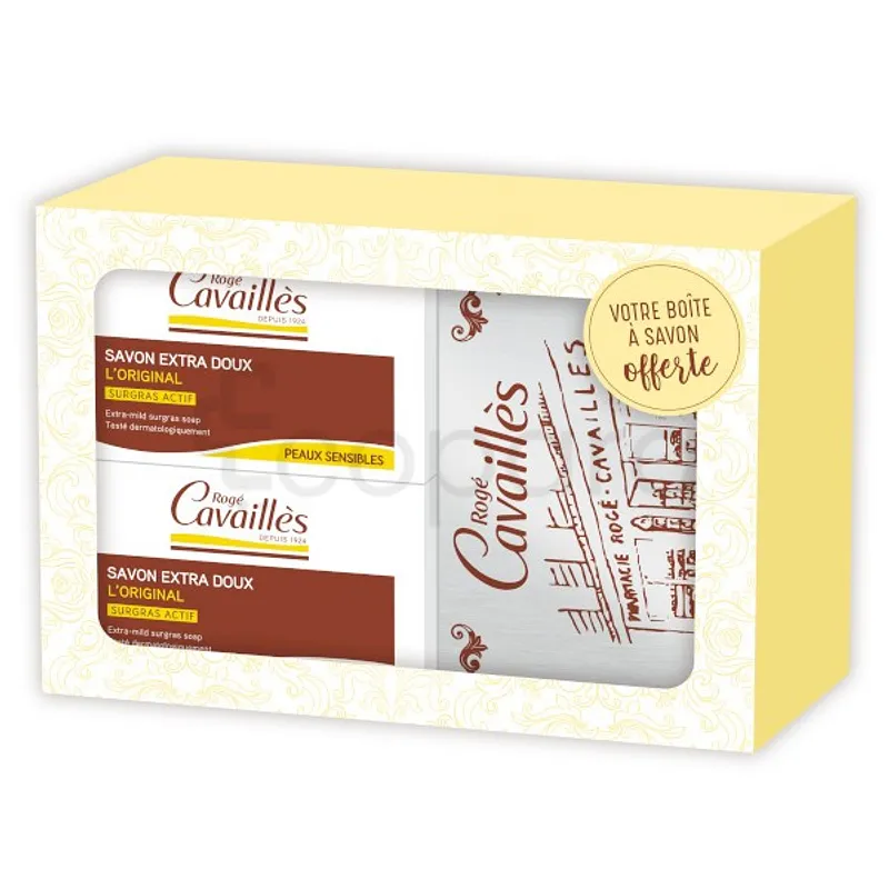 ROGE CAVAILLES SAVON AMANDE VERTE 250G*2 + BOITE A SAVON OFFERTE