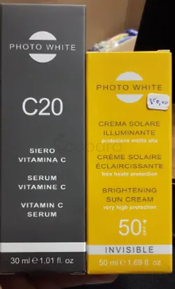 BP PHOTO WHITE SERUM VITAMINE C 30ML + PHOTO WHITE CREME SOLARE ECLAIRCISSANTE INVISIBLE SPF50 50ML