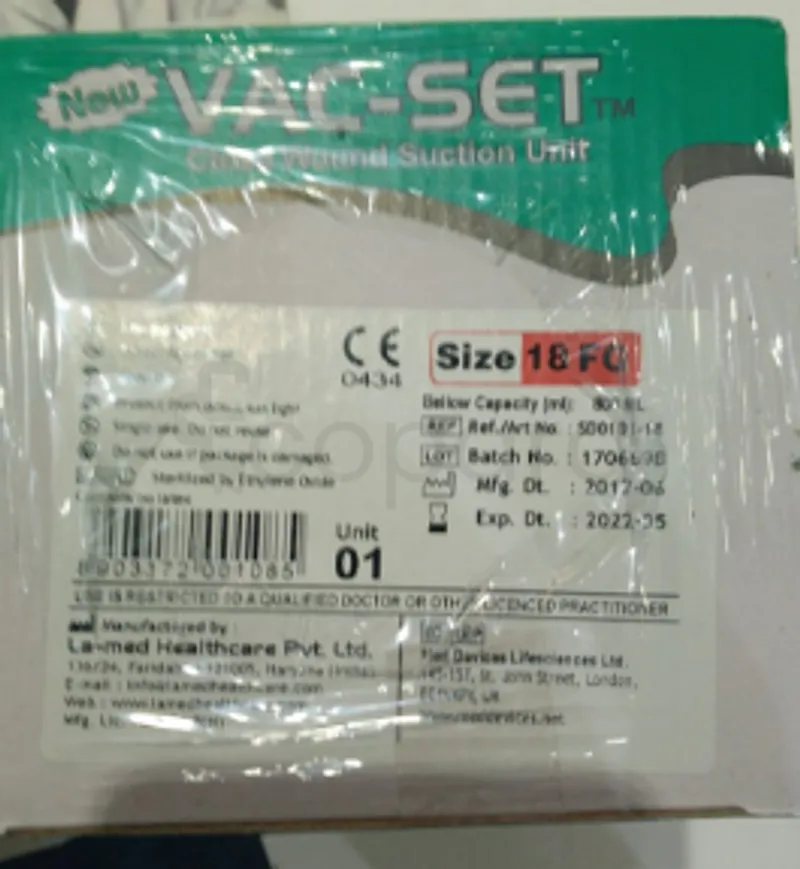 VAC-SET LA-MED CLOSE WOUND SUCTION UNITE SIZE 18FG REF REFERENCE 101-18