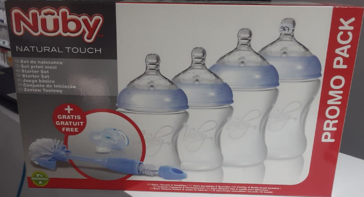 NUBY PACK NATURAL TOUCH BIBERONS BLEU REFERENCE NT67426
