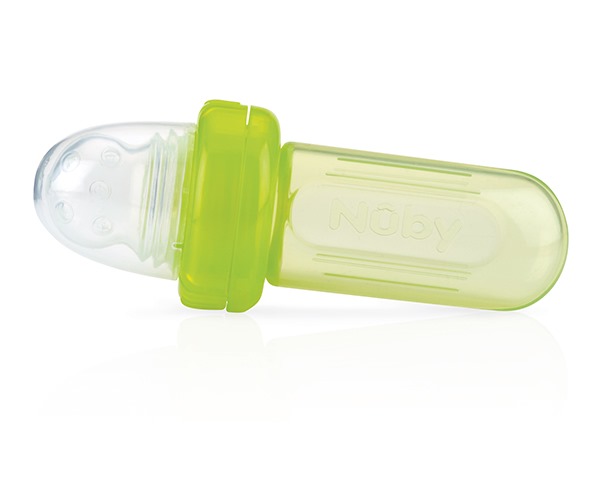 NUBY GRIGNOTEUR JUS POUR FRUITS ET BISCUITS EN SILICONE +6MOIS GREEN 40ML REFERENCE 20-ID5577