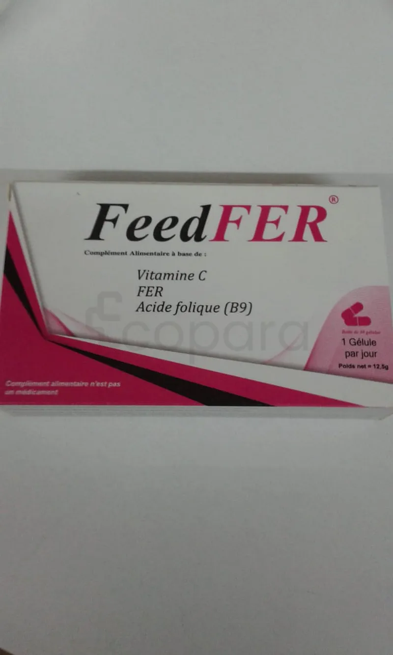 FEEDFER VITAMINE C FER ACIDE FOLIQUE B9 BOITE DE 30 GELULES