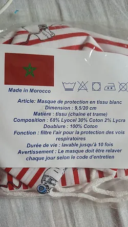 MASQUE DE PROTECTION EN TISSU LAVABLE ROUGE ET BLANC POUR ENFANT