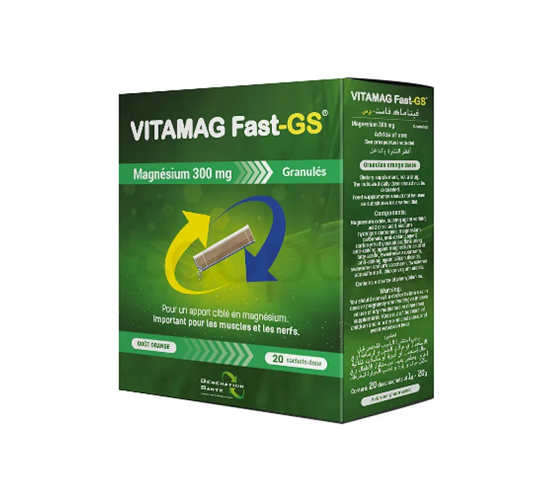 VITAMAG FAST-GS MAGNESIUM 300MG GRANULES BOITE DE 20 SACHETS-DOSE
