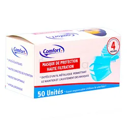 COMFORT MASQUE DE PROTECTION HAUTE FILTRATION BOITE DE 50