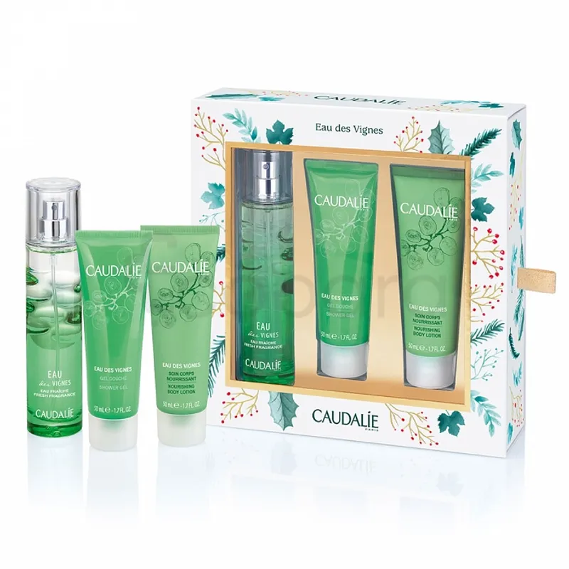 CAUDALIE PACK EAU DES VIGNES EAU FRAICHE 50ML + GEL DOUCHE 50ML OFFERT + SOIN CORPS NOURRISSANT 50ML OFFERT VERT