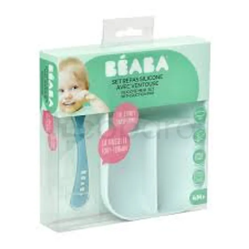 BEABA ASSIETTE REPAS BLEU AVEC COMPARTIMENT SILICONE ET VENTOUSE