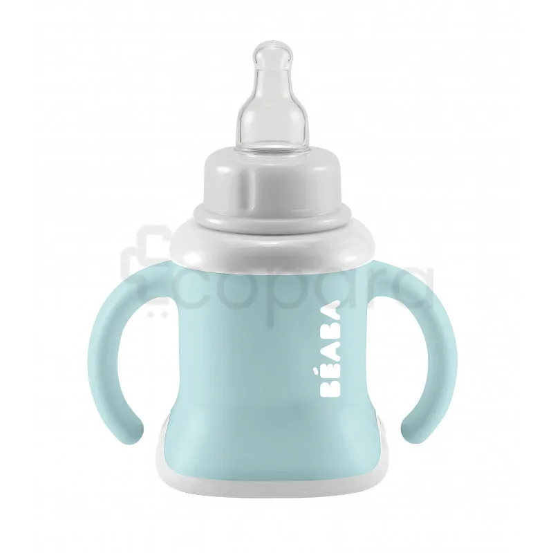 BEABA TASSE D'APPRENTISSAGE 3EN1 AVEC TETINE BLEU 150ML
