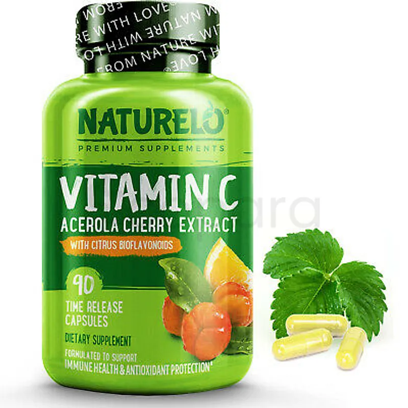 NATURELO VITAMIN C ACEROLA A CHERRY EXTRACT WITH CITRUS BIOFLAVONOIDS BOITE DE 90 CAPSULES