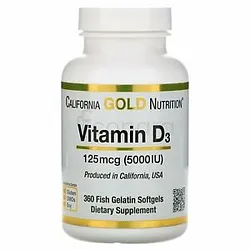 CALIFORNIA GOLD NUTRITION VITAMIN D3 125MCG 5000IU BOITE DE 360 GELULES