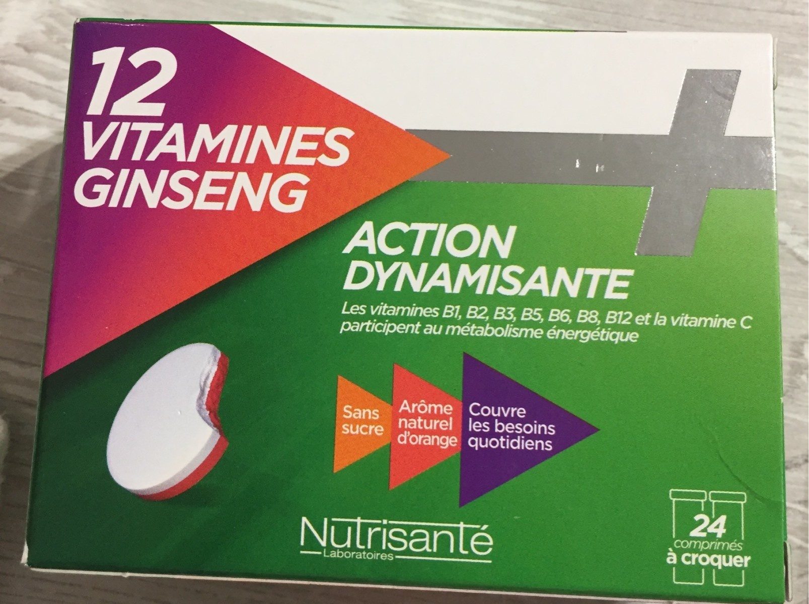 NUTRISANTE 12 VITAMINES + GINSENG BOITE DE 24 COMPRIMES A CROQUER