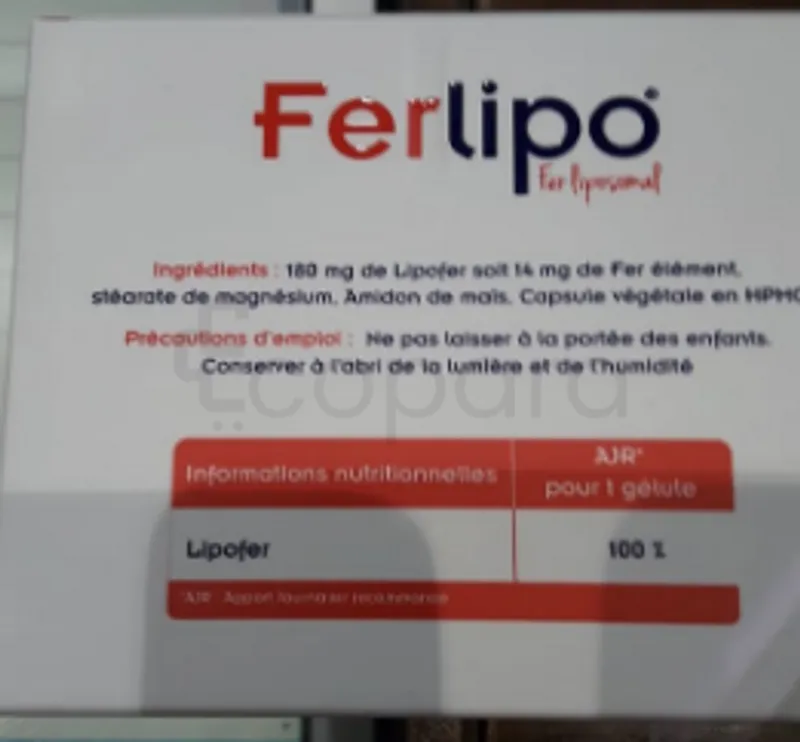FERLIPO FER LIPOSOMAL BOITE DE 30 GELULES